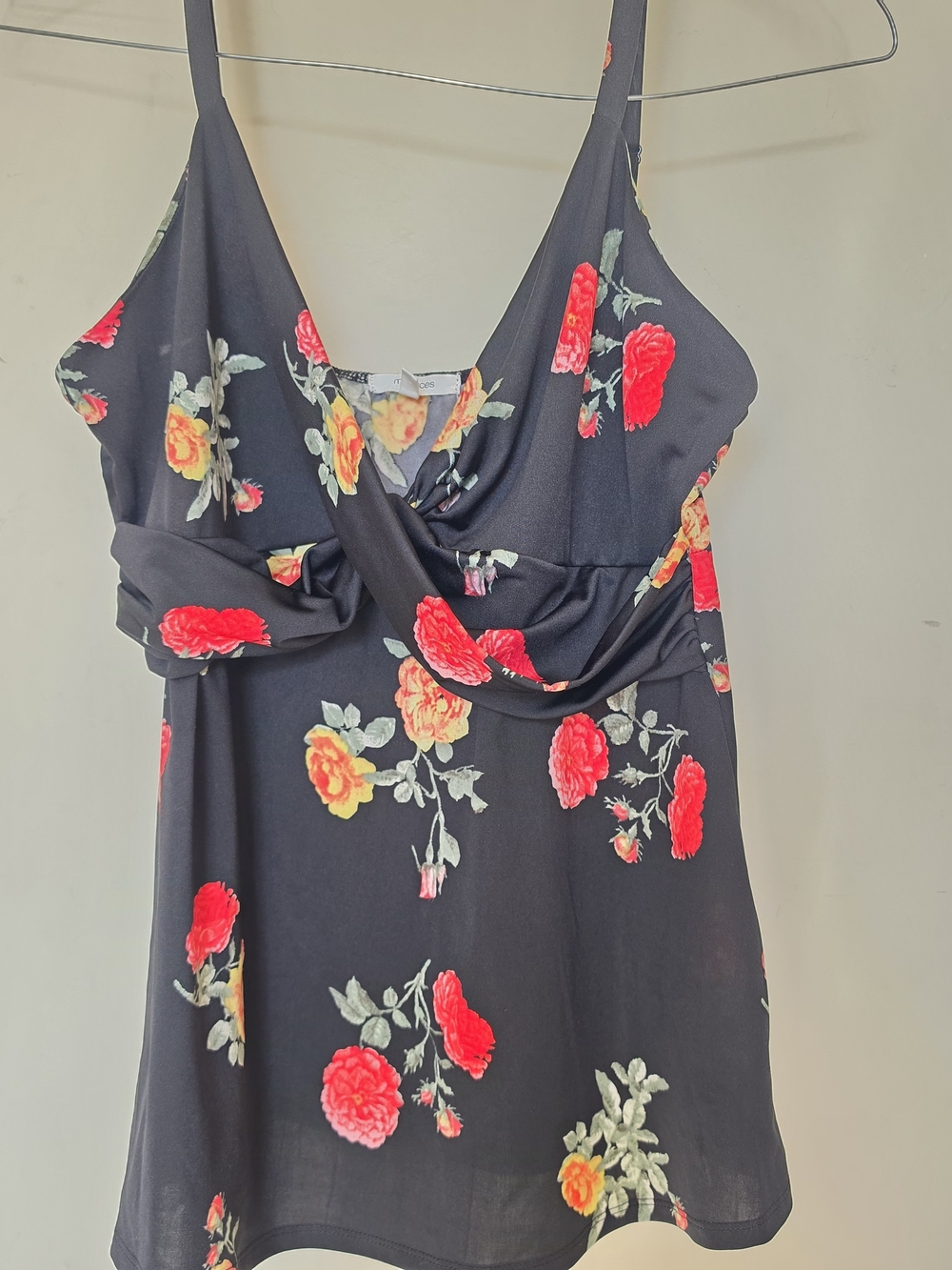 Maurices Black Mini Dress with Red & Yellow Floral Print